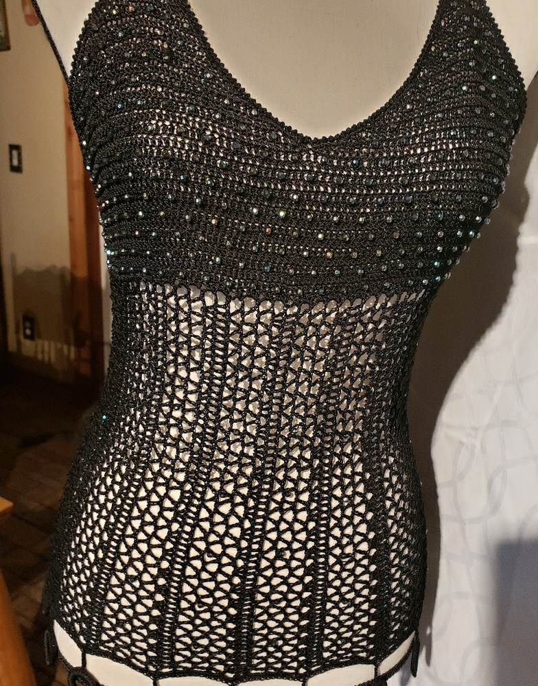 Black crocheted summer tank top